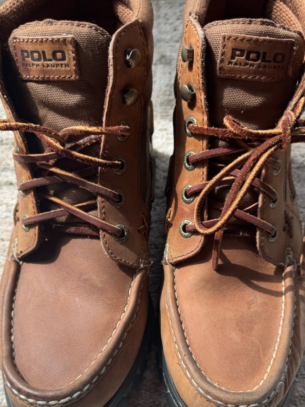 Polo Ralph Lauren Leather Hiking Boots Brown Men’s Rugged Moc Toe